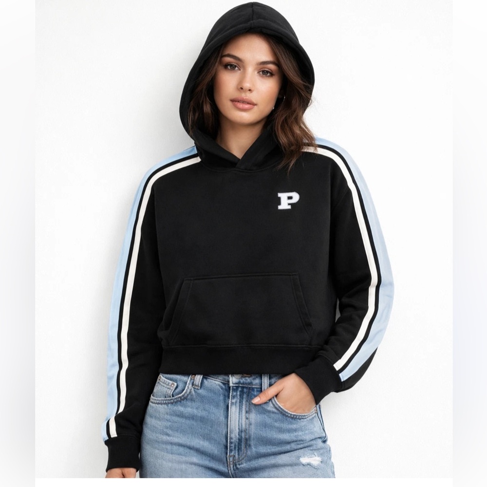 NWT Victoria’s Secret Pink Women's Black Hoodie and Ivy Fleece Shorts Size S